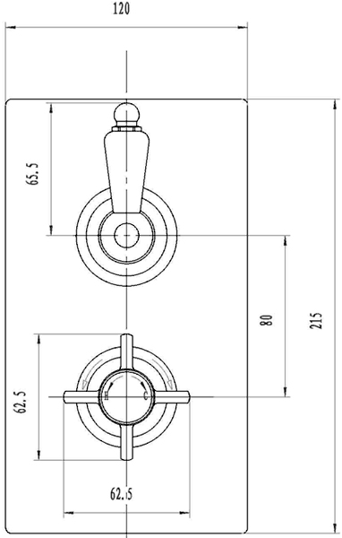 Technical image of Galway Twin thermostatic shower valve with slide rail kit (Chrome)