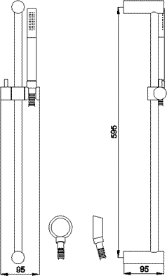 Technical image of Hudson Reed Tec Manual Shower Valve & Slide Rail Kit