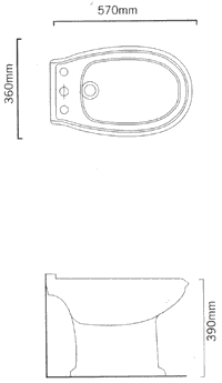 Technical image of Arcade Back to Wall Bidet.