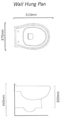 Technical image of Arcade 3 Piece Wall Hung Bathroom Suite.