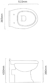 Technical image of Arcade Back to Wall Toilet Pan And Seat.
