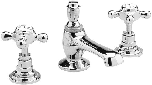 Larger image of Hudson Reed Topaz 3 tap hole basin mixer + free pop up waste