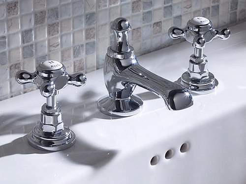 Example image of Hudson Reed Topaz 3 tap hole basin mixer + free pop up waste