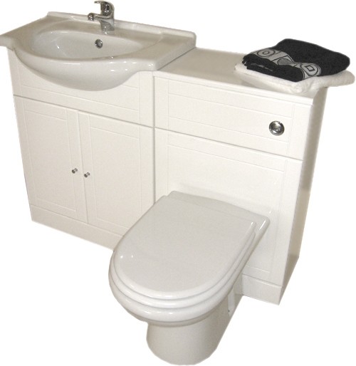 Larger image of daVinci White bathroom furniture suite with tap and waste.  Left Handed.