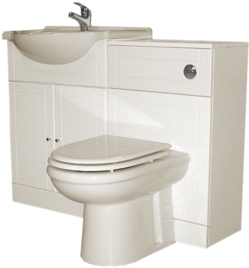 Example image of daVinci White bathroom furniture suite with tap and waste.  Left Handed.