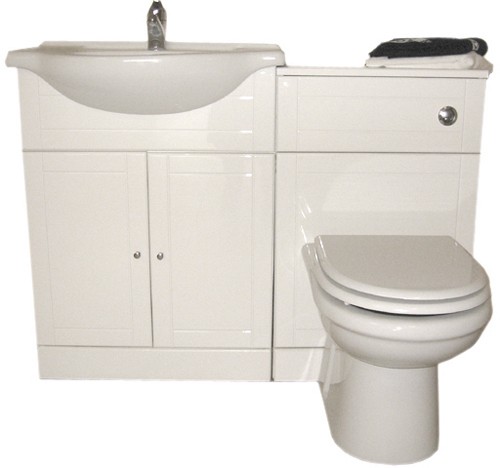 Example image of daVinci White bathroom furniture suite with tap and waste.  Left Handed.