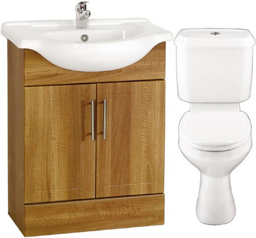 Larger image of daVinci Cherry 650mm Vanity Suite With Vanity Unit, Basin, Toilet & Seat.