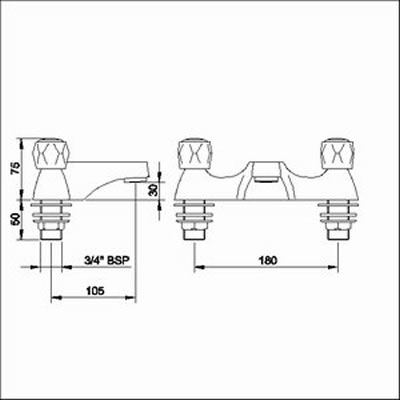 Technical image of Solo Bath filler tap (Chrome)