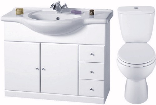 Larger image of daVinci 4 Piece 1050mm Bathroom Vanity Suite with WC, Cistern, Vanity, Basin.