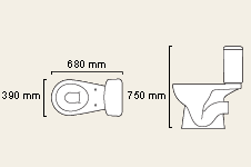 Technical image of daVinci 4 Piece 450mm Bathroom Vanity Suite with WC, Cistern, Vanity, Basin.