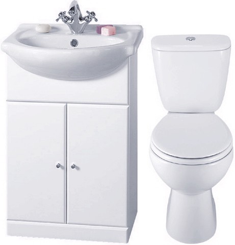 Larger image of daVinci 4 Piece 550mm Bathroom Vanity Suite with WC, Cistern, Vanity, Basin.