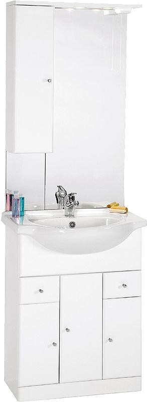 Larger image of daVinci 650mm Contour Vanity Unit with ceramic basin, mirror and cabinet.