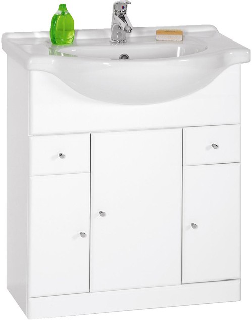 Larger image of daVinci 750mm Contour Vanity Unit with drawers and one piece ceramic basin.