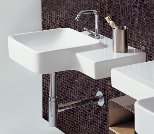 Larger image of Flame 1 Tap Hole Square Wall Hung Basin. 575 x 500mm.