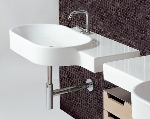 Larger image of Flame 1 Tap Hole Oval Wall Hung Basin. 880 x 500mm.