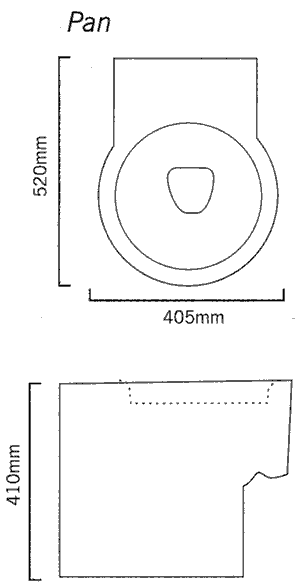 Technical image of Flame 3 Piece Bathroom Suite.