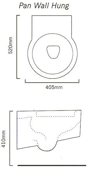 Technical image of Flame Wall Hung Toilet Pan With Seat And Cover.