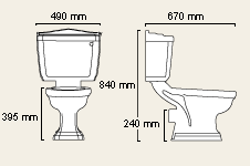 Technical image of Galway WC with cistern and fittings