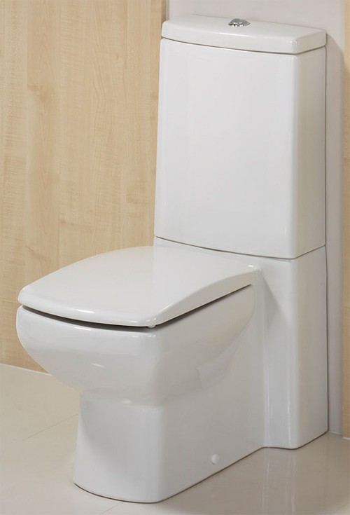 Larger image of Maya WC Toilet with seat, push flush cistern and fittings.
