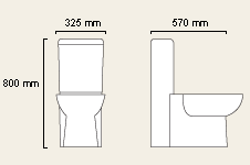 Technical image of Mondial WC with cistern and fittings