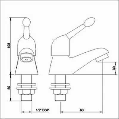 Technical image of Ultra Pacific Basin taps (pair)