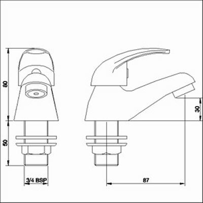 Technical image of Athena Bath  taps (pair)