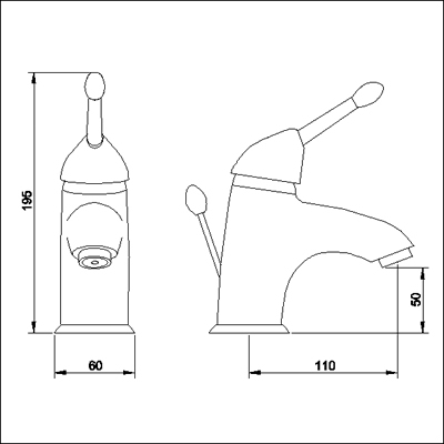 Technical image of Ultra Pacific Single lever mono basin mixer tap + Free pop up waste