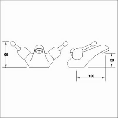 Technical image of Ultra Pacific Mono basin mixer tap + Free pop up waste