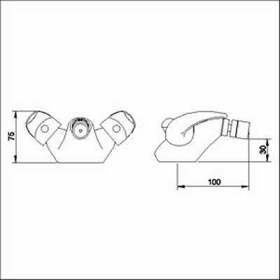 Technical image of Athena Mono bidet mixer tap + Free pop up waste