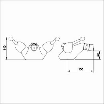 Technical image of Ultra Pacific Mono bidet mixer + Free pop up waste