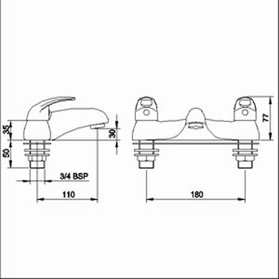 Technical image of Loop 3/4" Bath filler