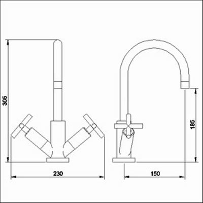 Technical image of Ultra Helix X head mono basin mixer + Free pop up waste