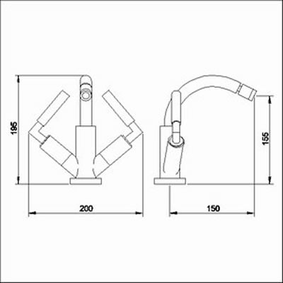 Technical image of Ultra Helix Lever mono bidet mixer tap + Free pop up waste