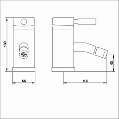 Technical image of Ultra Helix Single lever mono bidet tap + Free pop up waste (chrome)