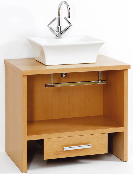 Larger image of daVinci Troy large beech stand and freestanding basin, drawer & towel rail.