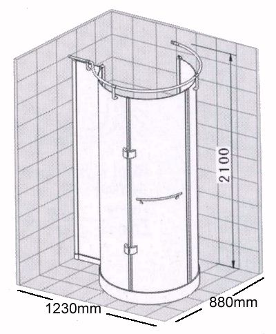 Technical image of Specials Offset quadrant shower enclosure with tray & waste (right handed).