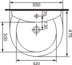 Technical image of Venezia 1 Tap Hole Wall Hung Basin And Semi-Pedestal.