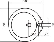 Technical image of Venezia 1 Tap Hole Vanity Basin.