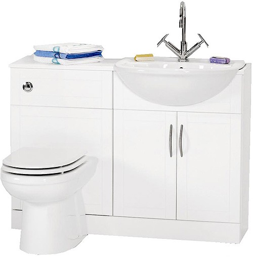 Larger image of daVinci White bathroom furniture suite, right handed.  1110x810x300mm.