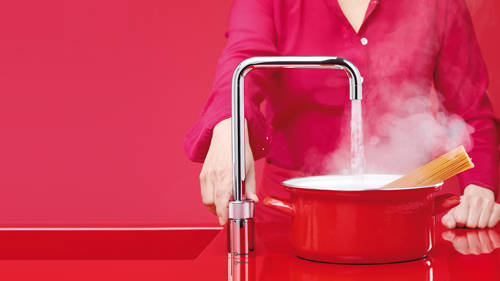 Example image of Quooker Nordic Square Boiling Water Tap & Drip Tray. COMBI (P Chrome).