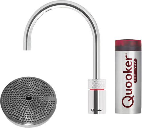 Larger image of Quooker Nordic Round Boiling Water Tap & Drip Tray. PRO7 (P Chrome).