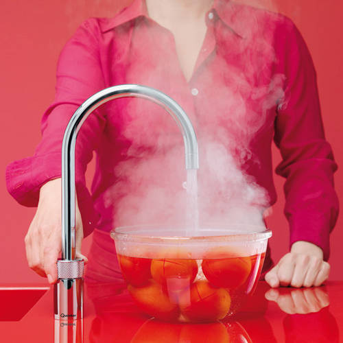 Example image of Quooker Nordic Round Boiling Water Tap & Drip Tray. COMBI (P Chrome).