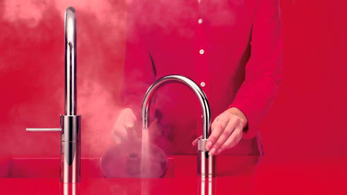 Example image of Quooker Nordic Round Boiling Water Tap & Drip Tray. COMBI (P Chrome).