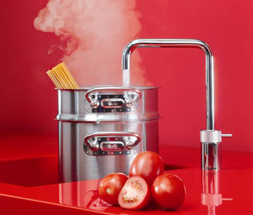 Example image of Quooker Fusion Square Boiling Water Kitchen Tap. COMBI (Polished Chrome).