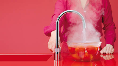 Example image of Quooker Fusion Round Boiling Water Kitchen Tap. PRO3 (Brushed Chrome).