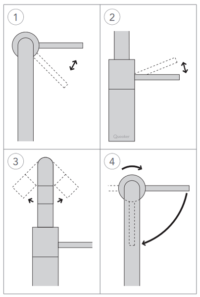 Technical image of Quooker Nordic Square Twintaps Instant Boiling Tap. PRO11 (Polished Chrome).