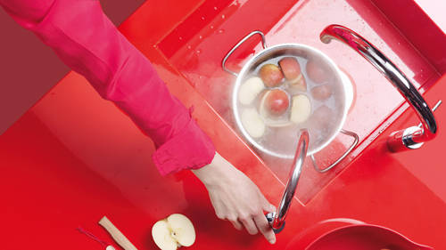 Example image of Quooker Nordic Round Twintaps Instant Boiling Tap. PRO3 (Polished Chrome).