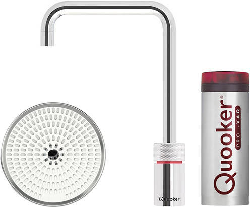 Larger image of Quooker Nordic Square Boiling Water Tap & Drip Tray. PRO3 (P Chrome).