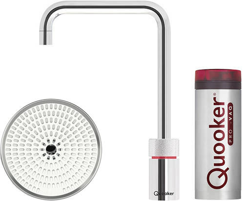 Larger image of Quooker Nordic Square Boiling Water Tap & Drip Tray. PRO7 (P Chrome).