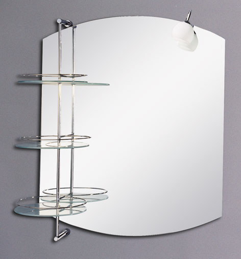 Larger image of Reflections Blaydon illuminated bathroom mirror with shelves. 800x930mm.